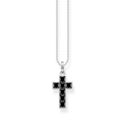 Thomas Sabo Kette Kreuz mit schwarzen Steinen